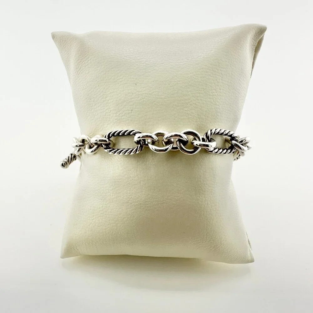 David Yurman Figaro Heart Charm Bracelet w/ 18K Yellow Gold - 7.25" - Picture 5 of 16